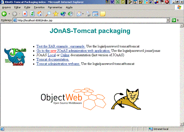 home page do JOnAS